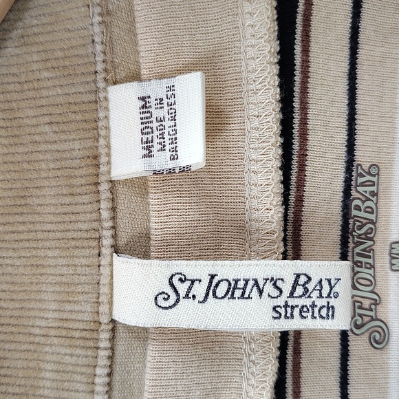 St. Johns Bay Blazer Courduroy Top Set Size Medium Brown Stripe Top V Neck - Picture 8 of 12
